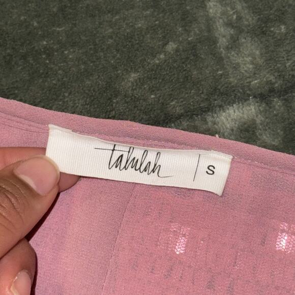 Talulah Sequin Mini Dress Women Small Pink Sleeveless Side Zip Spaghetti Strap - Picture 3 of 6